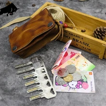 ZYD мужские и женские брелоки из натуральной кожи, короткий квадратный держатель для удостоверения личности из воловьей кожи, многофункциональная автомобильная Ключница на молнии