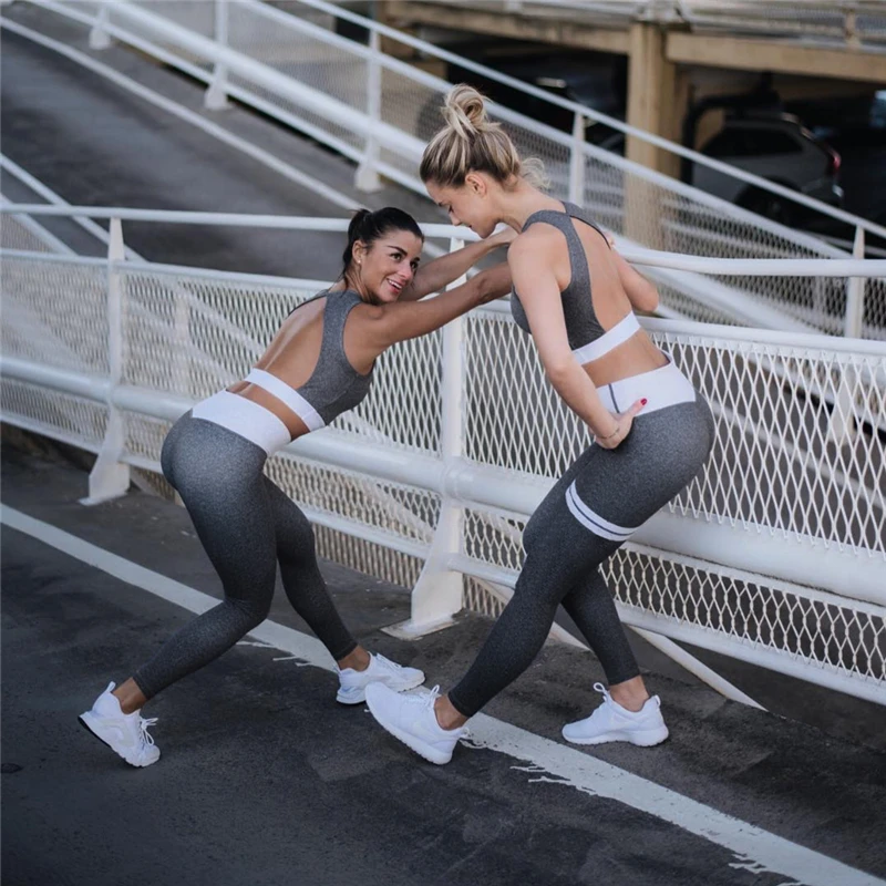 

Women Yoga Sets Quick Dry Tracksuit Running Sports Suit Female Fitness Bra Elastic Workout Leggings Gym Clothing 2 Pieces Set