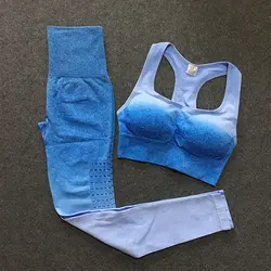 Ombre спортивный комплект из 2 предметов, Тренировочный Набор для женщин, комплекты для йоги, женская спортивная тренировочная одежда