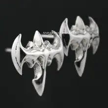 Твердые стерлингового серебра 925 Бат Бэтмен мужские Байкер в стиле панк-рок Серьги-гвоздики 8m012(2 шт