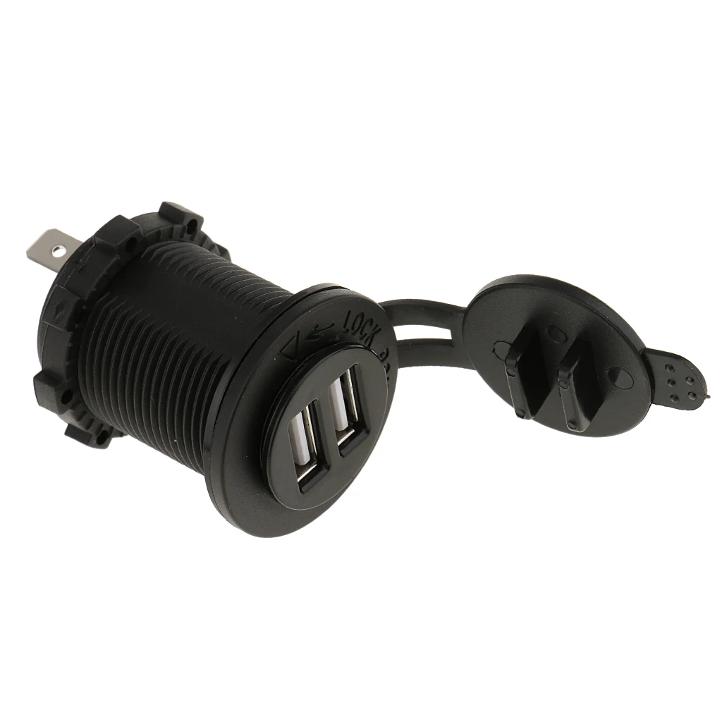 12V Motorcycle Car Dual USB Power Charger Adapter Car Marine Boat Switch Socket Plug Outlet Waterproof Charger