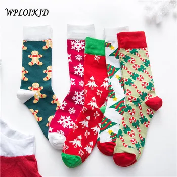 

[WPLOIKJD]Cute Cartoon Christmas Gift Candy/Snow Funny Socks Warm Harajuku Novelty Japan Socks Women Creative Calcetines Mujer