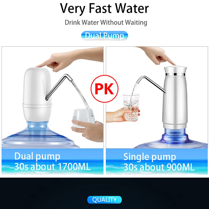 Automatic Water Dispenser Pump 38s 1900ML Water USB Charge Touch Dual Motor Electric Dispensador De Agua for Bottles