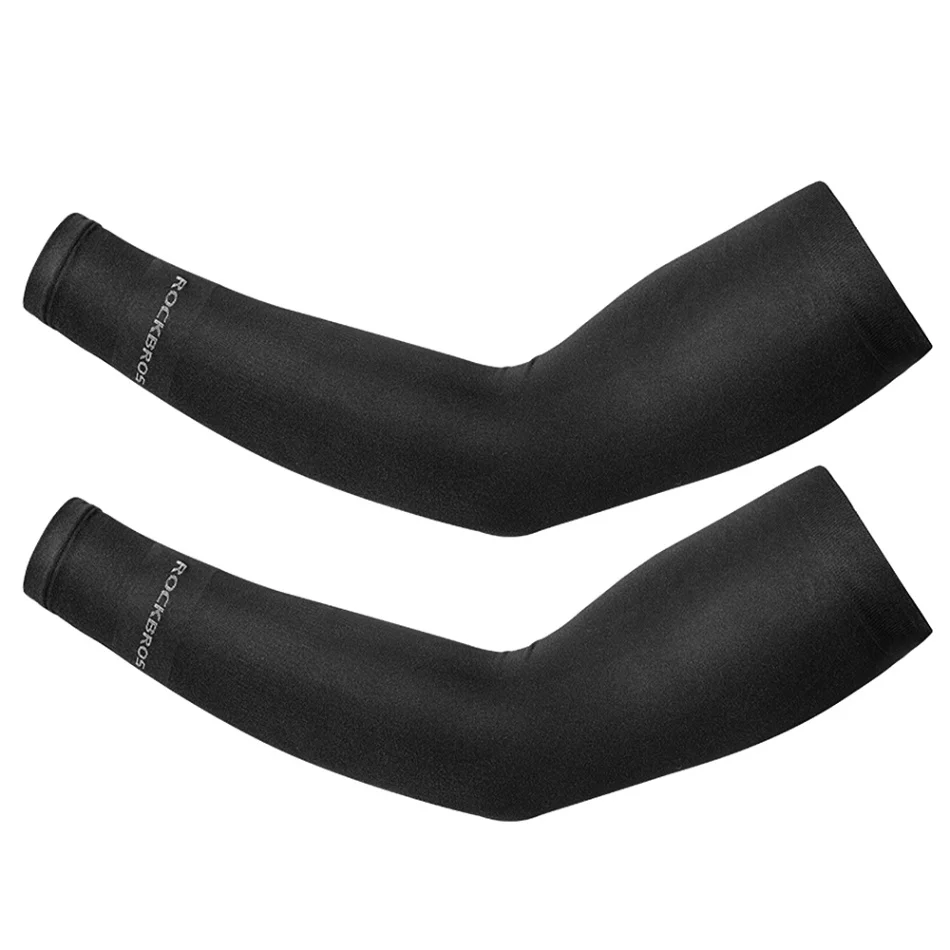 2Pcs Breathable Quick Dry UV Protection Running Arm Sleeves Cooling Arm Sleeves Basketball Elbow Pad for Outdoor Cycling Running - Цвет: Черный