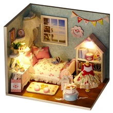 DIY Модель Кукольный дом Миниатюрный Кукольный домик с мебели светодиодный 3D деревянный дом, игрушки для детей на день рождения ручной работы H009# E