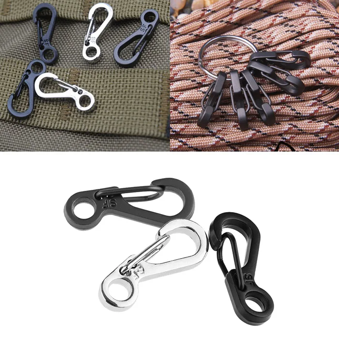 

2PCs Camping Equipment EDC Paracord Carabiner Snap Spring Clip Outdoor Hiking Hook Backpack Tactical Buckle Camp Kit Hand Tool