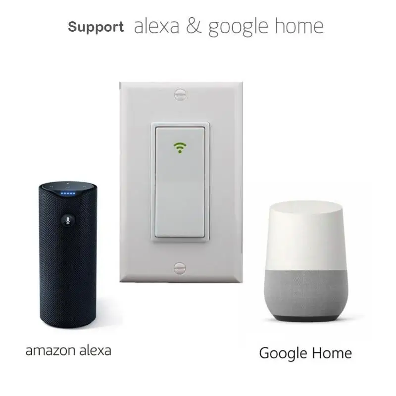 

120 Type 1 Gang AC 100-240V Smart WIFI LED Light Switch Wall Panel Mobile APP Remote Control Works for Alexa Google Home IFTTT