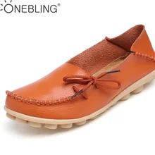 Plus Size 35-44 Genuine Leather Women Shoes 2017 Spring Fashion Soft Lace-up Casual Flat Shoes Peas Non-Slip Outdoor Shoes