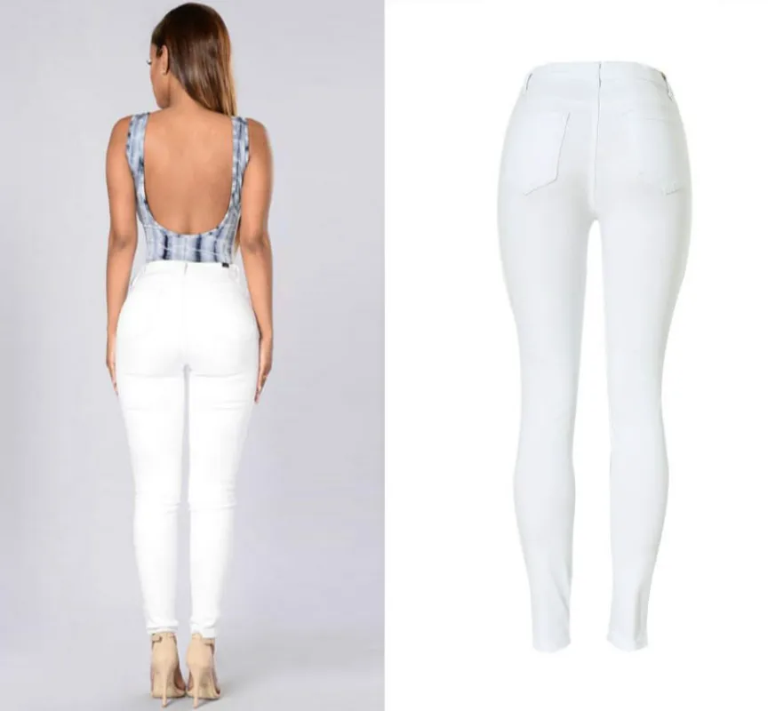 gap jeans High Waist Jeans Women Casual White Elastic Sexy Slim Denim Pencil Pants Stretch Skinny Lady Trousers Pantalon Femme Clothes maternity jeans
