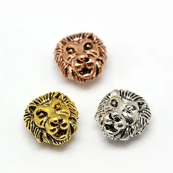 

Tibetan Style Alloy Animal Lion Head Beads, Mixed Color, 13x12x7mm, Hole: 2mm