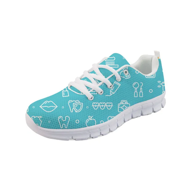 FORUDESIGNS Cute Women Shoes Dentist Tooth Medical Nurse Sneakers