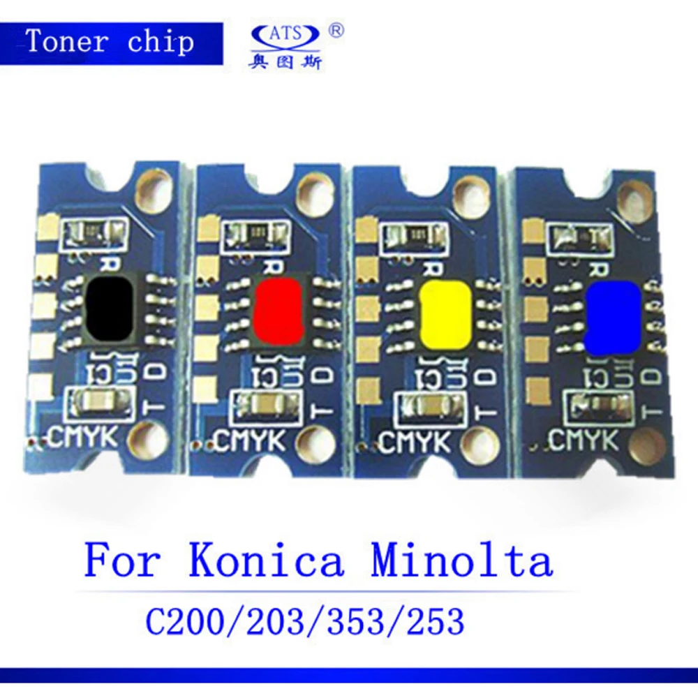 4pcs Toner Reset Chip for Konica Minolta Bizhub C200 C203 C253 C353 C210 