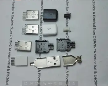 

USB2.0 A male plug connectors + Shell three piece set Welding wire type