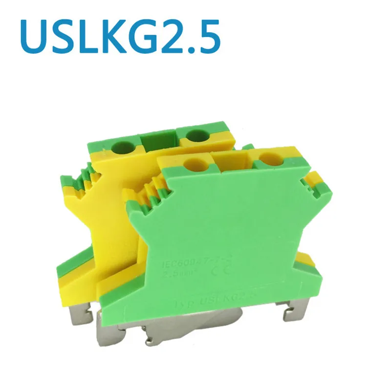 10 шт./лот USLKG 2.5 Din Rail Клемма заземления блоки Феникс Тип универсальный разъем