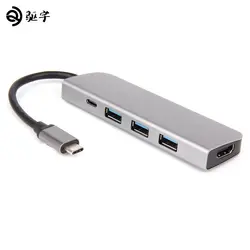 5 в 1 конвертер Тип usb C 3,1 концентратора USB-C 3 * USB3.0/4 К hdmi/ PD зарядки адаптер для Macbook