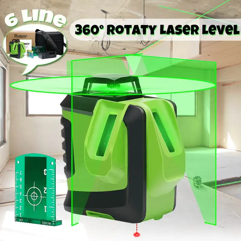 

360 Rotary Slash Function 6 Line Green Beam Cross Line 3D Self Leveling Vertical Horizontal Laser Level Measuring Tool