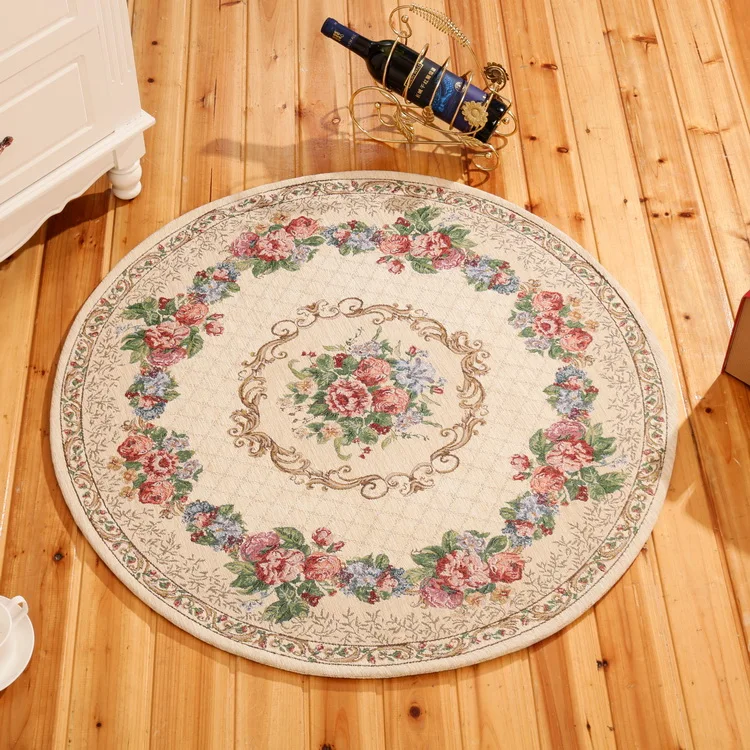 Round Dornier Jacquard Simple Countryside Carpet For Living Room Flower Bedroom Rugs And Carpets Door Mat Coffee Table Area Rug