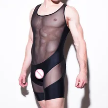 Мужские сетчатые трусы-боксеры, 1 шт., мужское нижнее белье, одежда для тела, брендовые сексуальные боксеры, мужские костюмы для тела, сексуальные прозрачные