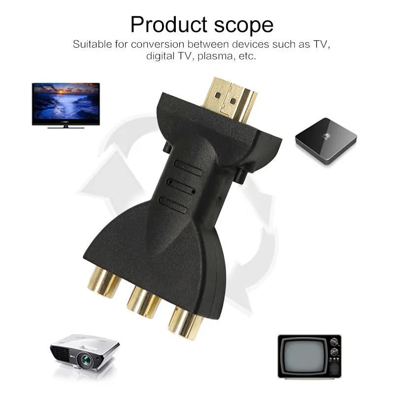 Высококачественный аудио-видео адаптер HDMI в 3 RGB RCA позолоченный AV компонентный преобразователь 720P 1080P цифровой сигнал для HDTV DVD