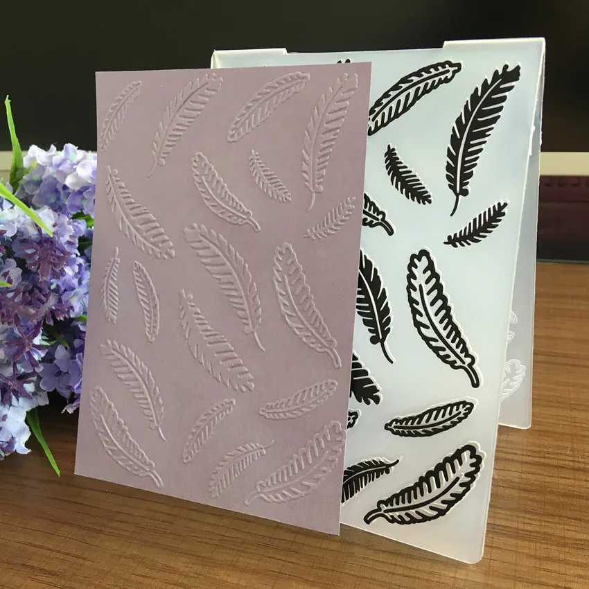  feather plastic embossing folder for festival gift box greeting card invitation DIY paper card deco - 32904169892