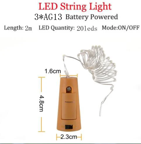 Светодиодный светильник-гирлянда s 2 м 5 м 10 м рисовая серебряная проволока гирлянда винная Бутылка пробка Рождественская Свадебная вечеринка украшение 5 В батарея USB светильник - Испускаемый цвет: 2m Bottle string