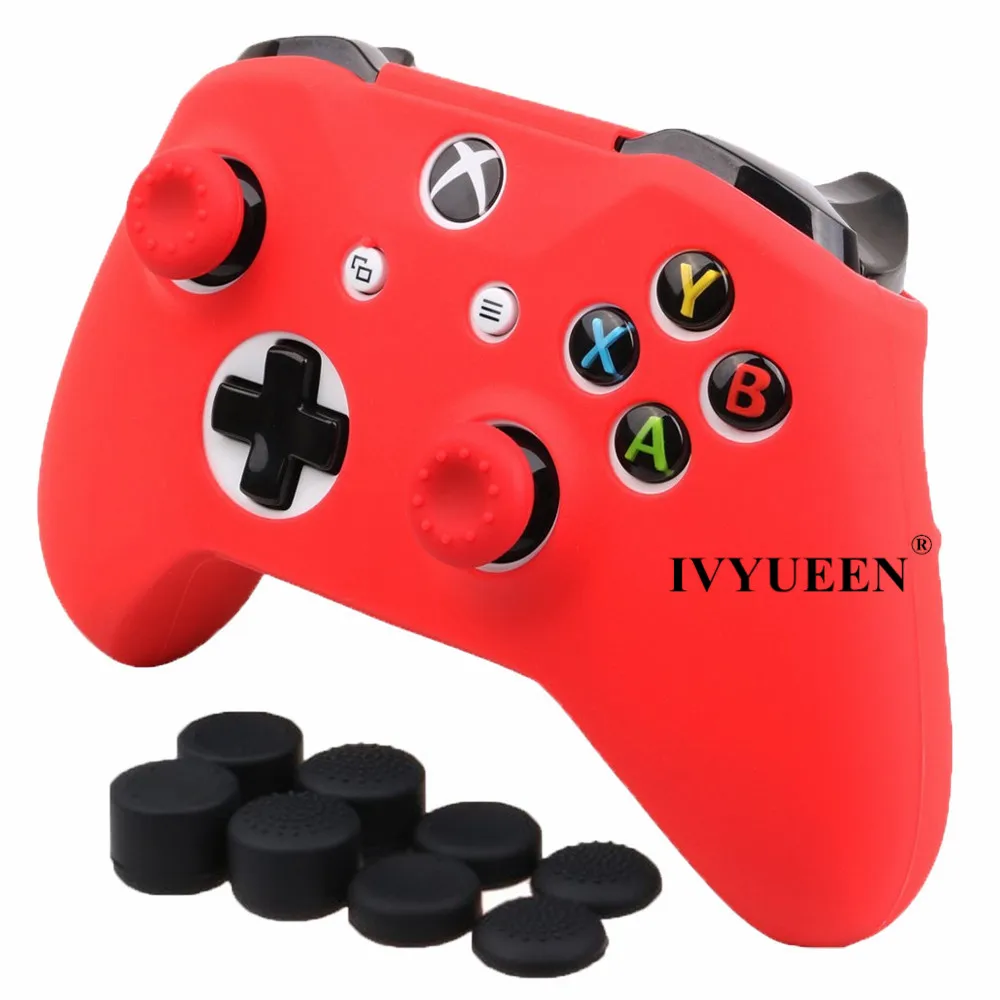 Силиконовый защитный чехол IVYUEEN для Xbox One X S, тонкий защитный чехол для контроллера+ палочки для большого пальца, колпачки для джойстика X Box S - Цвет: Красный