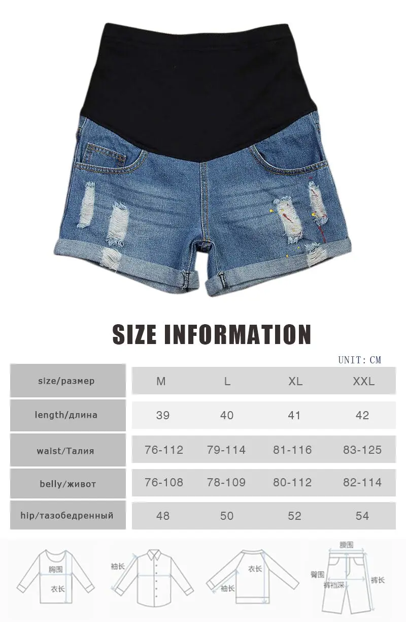 Maternity Shorts Premama with Paint Hole Maternity Jeans Short Care Belly Fashion Denim for Pregnant Trouser Lady Pants