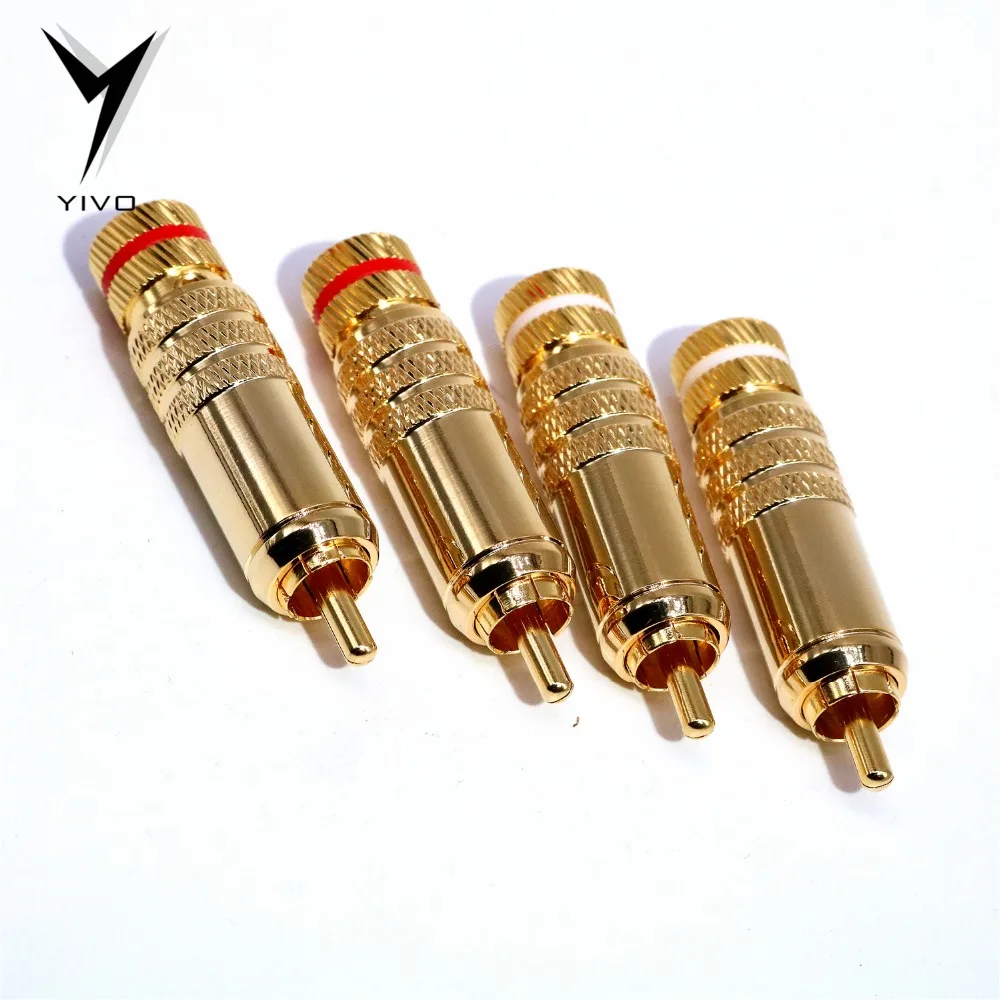 8 шт. YIVO Hi-end Высокое качество Hifi DIY 9 мм позолоченный латунь 62% медь Мужской RCA Plug Auido разъем Jack вилки аудиотерминал