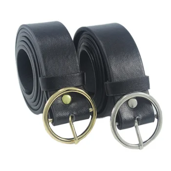 

New Fashion Accessories Punk Belt Round Metal Circle Belts Hot Designer Brand Punk O Ring Leather Belts For Women W4