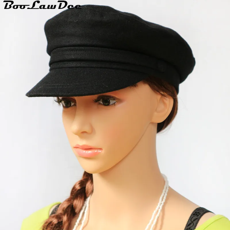 

Black woolen unisex military cap with polyester lining winter warming wear 55 to 61cm men and women S394