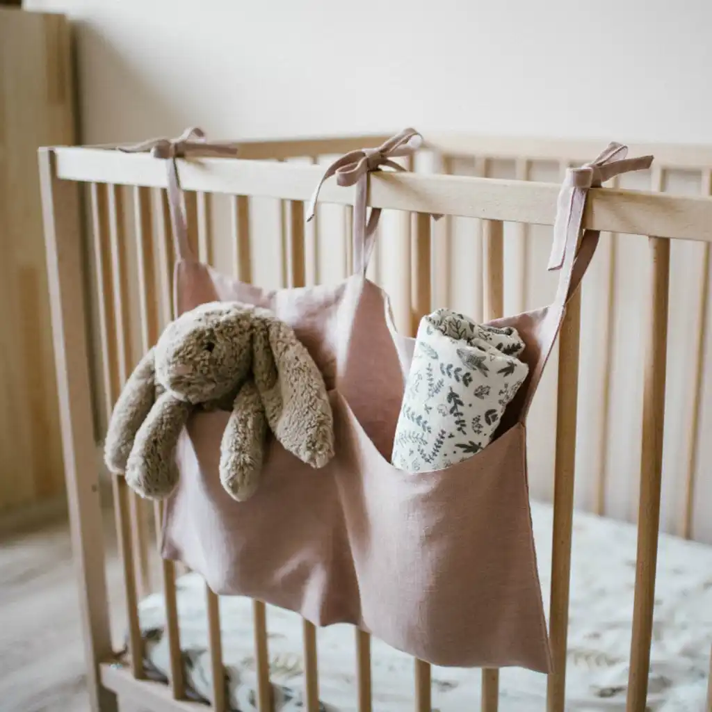 Solid Rooms Nursery Hanging Storage Bag Baby Cot Bed Crib