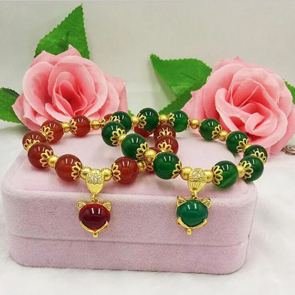 New Product Lucky Beads Bracelet Women's Sweet Cute Gold Color Fox