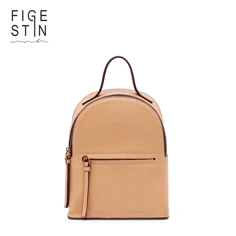 FIGESTIN Mini Women Backpacks Genuine Leather Fashion Preppy Style School Bag Small Backpack for Girls Real