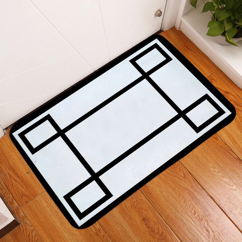 

HomeMiYN 2018 Bath Mat Black Line White Door Mats Anti Slip Flannel Printed Bathroom Mat Home Hotel Floor Decoration Foot Pads