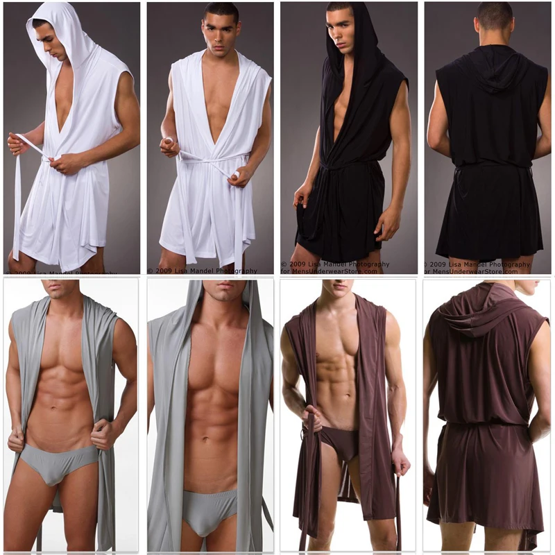 Новые поступления Для мужчин Нижнее Бельё для девочек Lounge Robe капюшоном Loungewear Мерил Шелковый мягкий платье пижамы