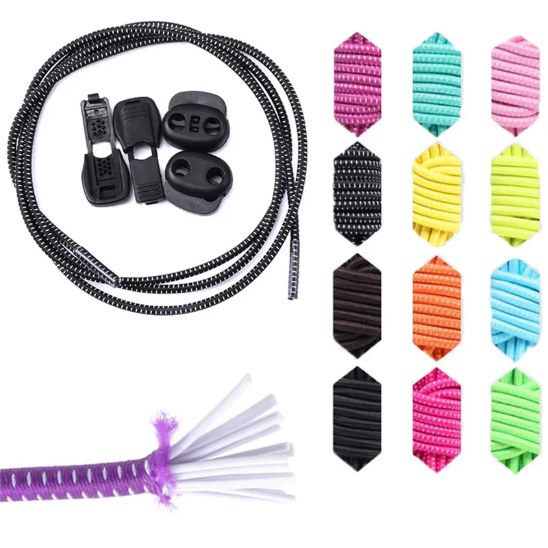 2PCS Sports Fitness Lock Lace A Pair Of Locking Shoe Laces Elastic Sneaker Shoelaces Shoestrings For Running Jogging Triathlon