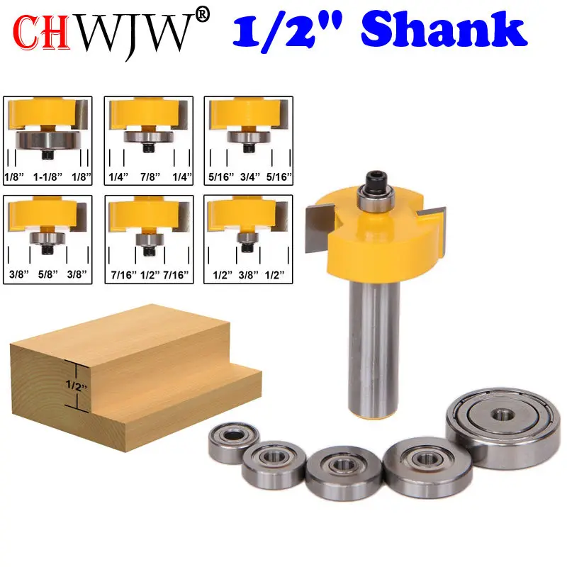 Режущий шип для деревообработки Rabbet набор подшипников 1/2 дюйма|router bit|tenon