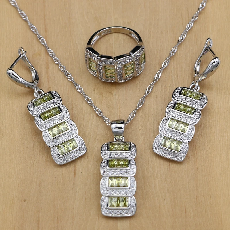 Silver 925 Bridal Jewelry Cubic Zirconia Beads Jewelry Sets For Women Wedding Accessories EarringsPendantRingsNecklace Set  (4)