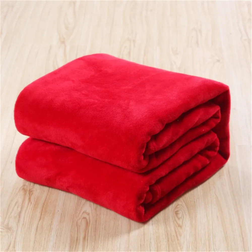 100X140 см однотонное теплое одеяло бархатное одеяло супер мягкий теплый микроплюшевый флисовое покрывало для одеяла ковер диван-кровать постельное белье - Цвет: Red