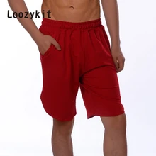 LOOZYKIT 3XL хлопковые мужские повседневные свободные шорты летние однотонные мужские брюки больших размеров с заниженной талией шорты с завязками