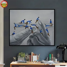 Diy Цифровая масляная краска ing Little Blue Man скандинавские иллюстраторы простая ручная краска ed масляная краска ed декоративная краска in