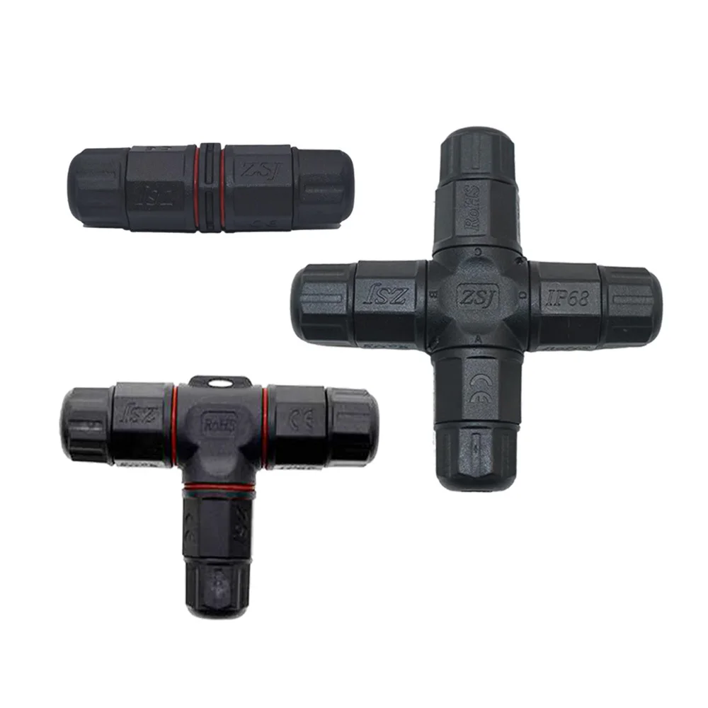 

IP68 2 3 4 5 PIN led Industrial electrical waterproof connector 2Pin 3Pin 4Pin cable T Straight Shape Outdoor Lighting Connector