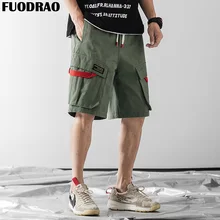 FUODRAO Японии Стиль мужские шорты Карго сбоку ремень карманы летние шорты Для мужчин хип-хоп Уличная Harajuku шорты для бега D063
