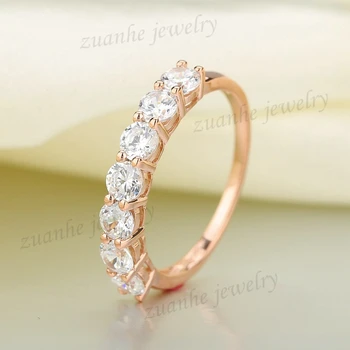 

BAIHE 3.4MM Round Cut Brilliant CZ 925 Sterling Silver Plated Rose Gold Women Engagement Gift Wedding Band Cubic Zirconia Ring