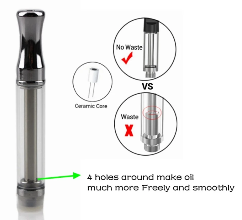 

5pcs/lot 4 intake holes Ceramic Coil glass cartridge Vaporizer Pen Cartridge Ceramic coil A3 Round Tips for Thick CBD Oil CO2