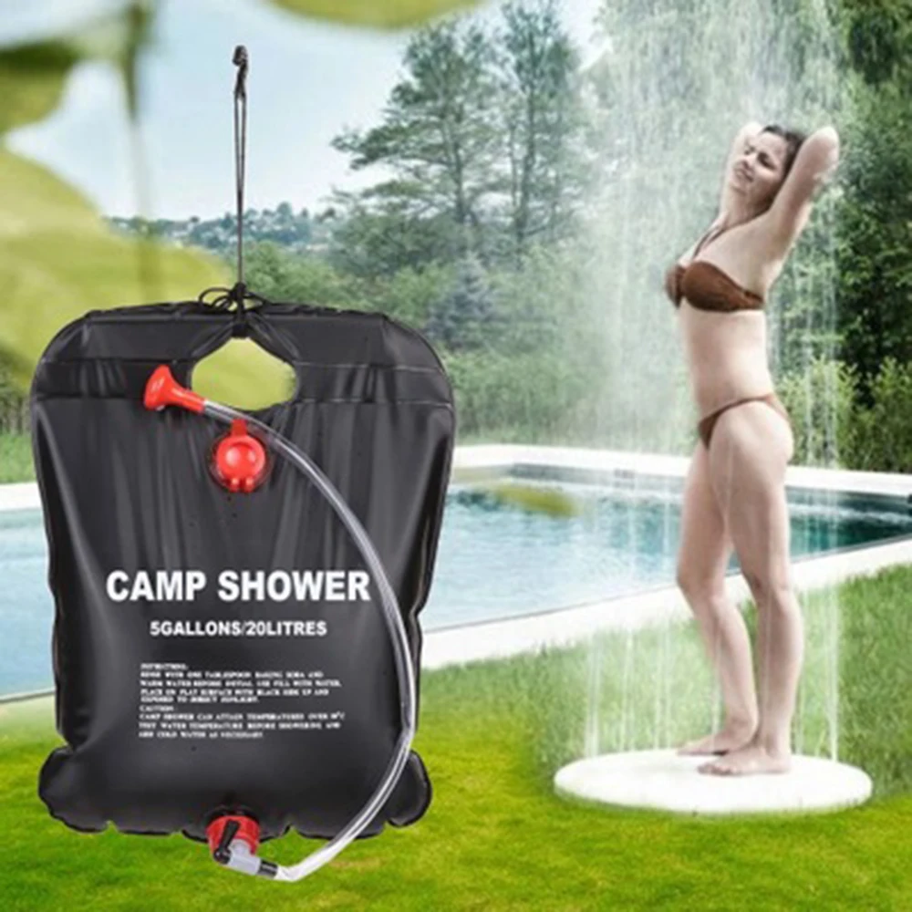 

20L Water Bag Foldable Solar Energy Heated Camp PVC Shower Bag Outdoor Camping Travel Hiking Climbing BBQ Picnic Water Storage