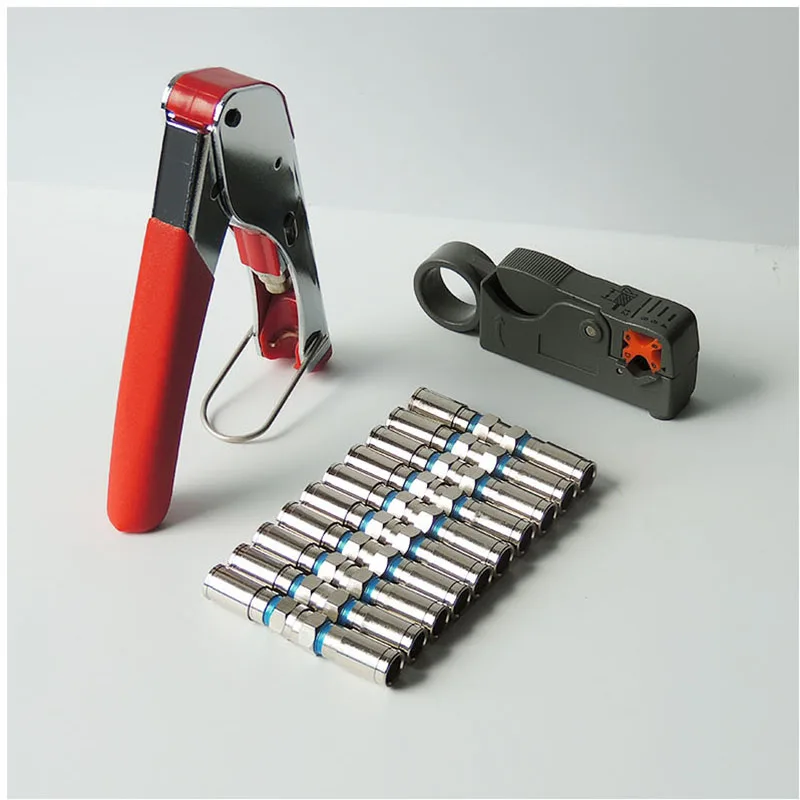 

20PCS RG6 F Connector Compression Tool Wire Stripper For F RG6(5C) RG59(4C) Fitting Cable Coaxial Crimper Tool Kit crimping tool