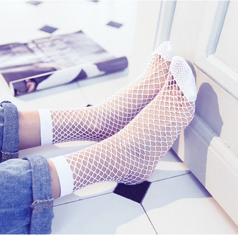 Новое поступление, женские сетчатые носки длиной по щиколотку, кружевные короткие носки в сеточку