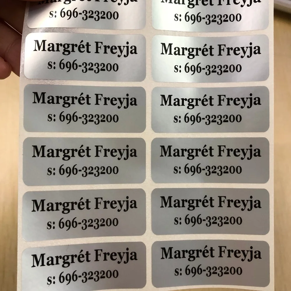 60 Light Silver Personalised Name Address Labels Large 46*18mm -in Stickers from Home & Garden ...
