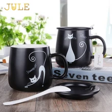 Creactive Cat Ceramic Tea Cup Personality Cartoon Milk Juice Lemon Mug Coffee Cups with Handgrip Home Office Drinkware Gift
